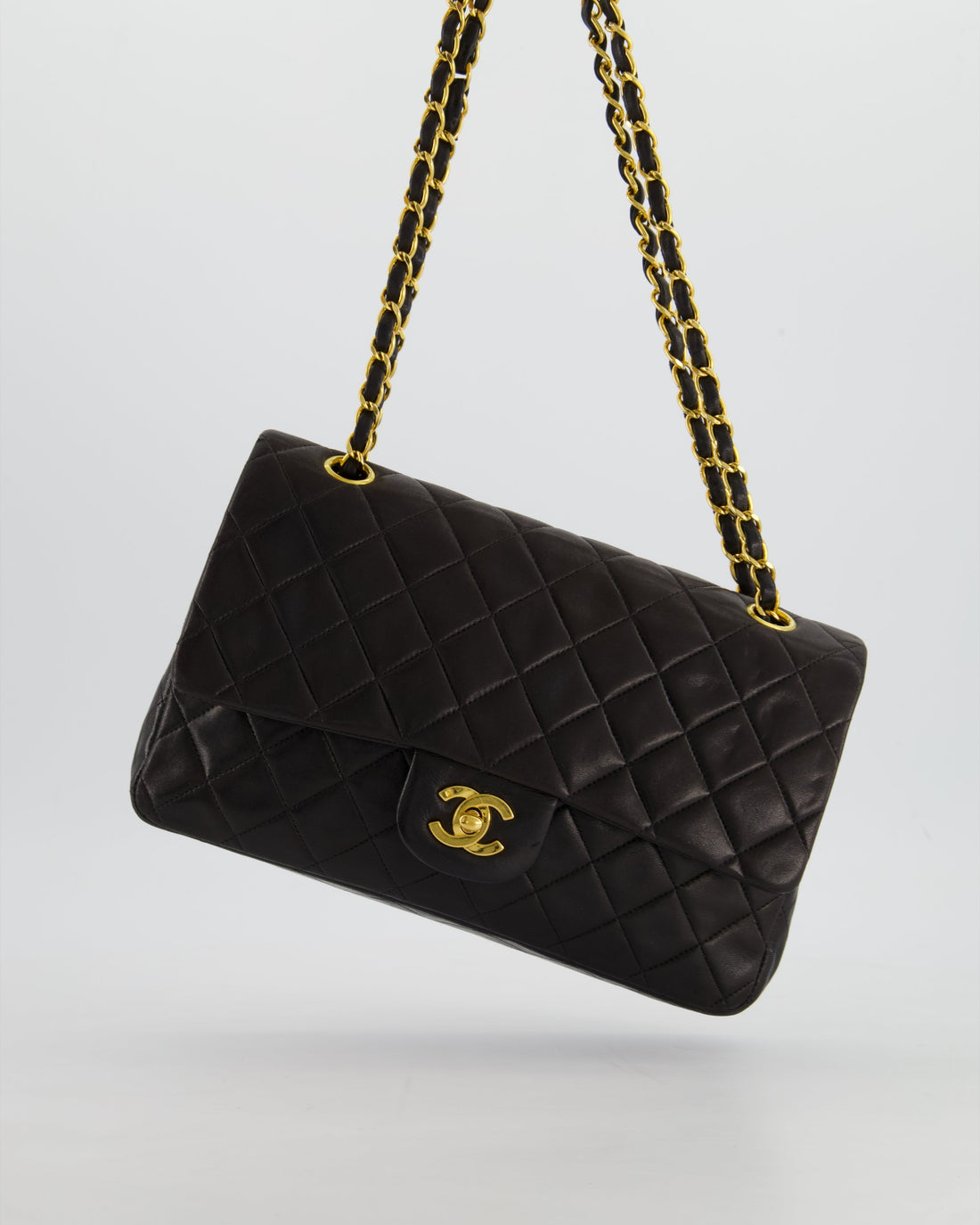 Pearl Street Bags Chanel Black Medium  Double Flap Bag In Lambskin Leather with 24K Gold Hardware
