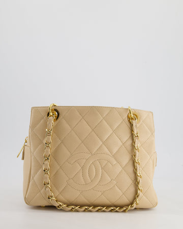 *RARE* Pearl Street Bags Chanel  Mini Beige GST Shopper Tote Bag in Caviar Leather with Gold Hardware
