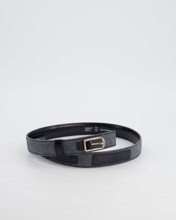 Pearl Street Bags Chanel  Denim & Black Leather Belt with Buckle Detail Size 75cm