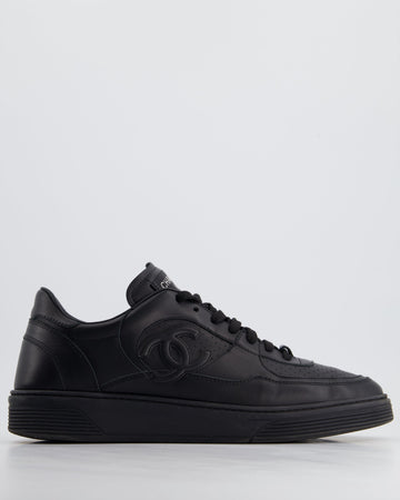 Pearl Street Bags Chanel Black 23A Leather Sport Runner Lace Up Men's Sneaker with CC Logo Detail Size EU 45