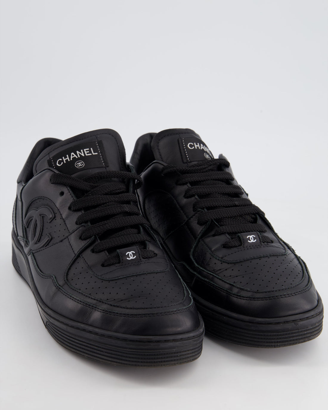 Pearl Street Bags Chanel Black 23A Leather Sport Runner Lace Up Men's Sneaker with CC Logo Detail Size EU 45