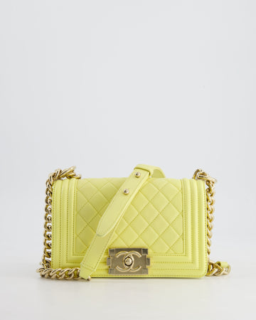 Pearl Street Bags Chanel Yellow Small Boy Bag in Lambskin Leather with Champagne Gold Hardware