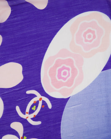 Pearl Street Bags Chanel Purple Multicoloured Scarf with CC Logo Details Size 190cm x 130cm