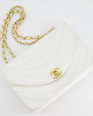 Pearl Street Bags Chanel White Half Moon Curve Flap  Quilted Bag With 24k Gold Hardware