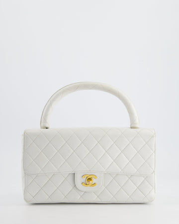 Pearl Street Bags Chanel  White Matelasse Leather Top Handle Bag with 24K Gold Hardware