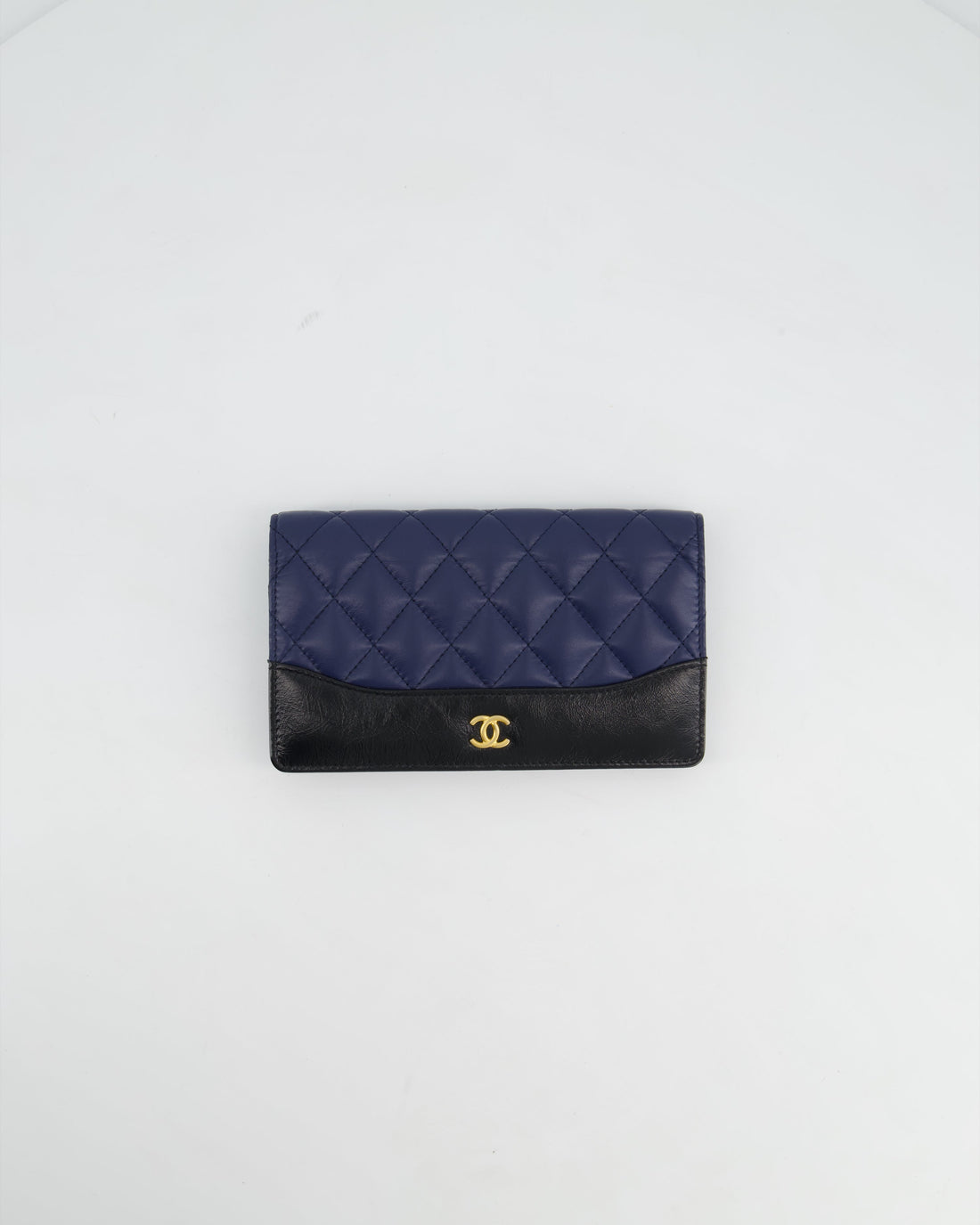Pearl Street Bags Chanel Navy Gabrielle CC Yen Wallet with Gold Hardware