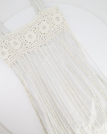 Pearl Street Bags Chanel Light Blue Striped Mini Dress with White Crochet Detailings Size FR 36 (UK 8)