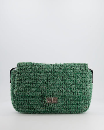*FIRE PRICE* Pearl Street Bags Chanel Green Tweed 2.55 Large Crossbody Bag with Ruthenium Hardware