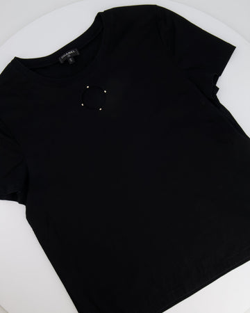 Pearl Street Bags Chanel 20S Black T-Shirt with Cut-Out Front Detailing Size FR 34/36 (UK 6/8) RRP ¬£1,450