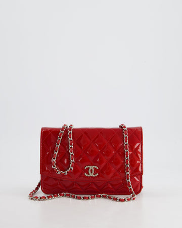 Pearl Street Bags Chanel Red Metallic Wallet on Chain Bag in Patent Leather with Silver Hardware