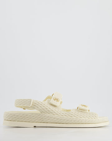 Pearl Street Bags Chanel Cream Dad Sandals with White CC Pearls Logo Size EU 41.5