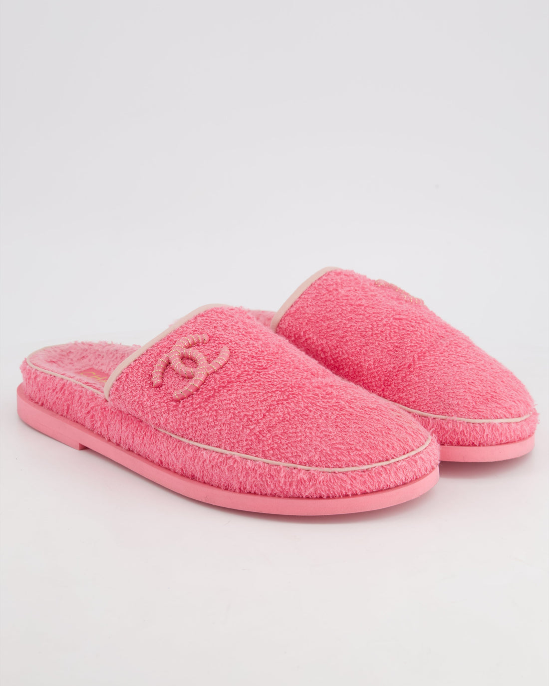 Pearl Street Bags Chanel Pink Towel Slippers with White CC Logo Size EU 41.5