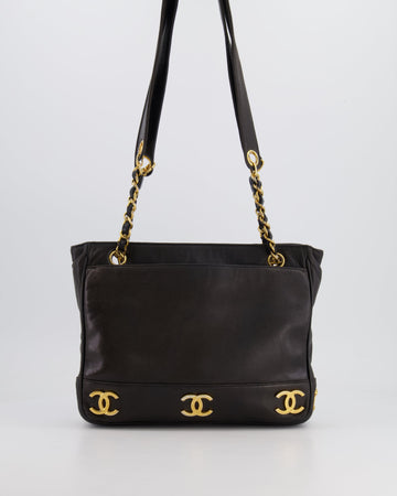 Pearl Street Bags Chanel  Black Small Tote Bag in Lambskin Leather with Gold CC Logos