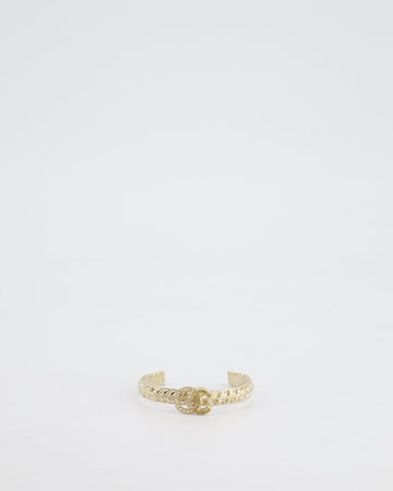 Pearl Street Bags Chanel CC Open Bangle in Champagne Gold Hardware with Crystals Detail