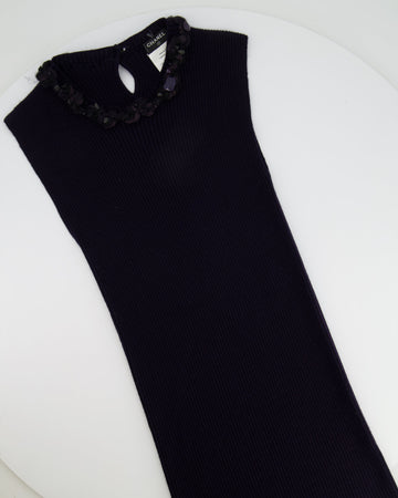 Pearl Street Bags Chanel Purple Cashmere Silk Blend Sleeveless Top with Stone-Embellished Collar Size FR 40 (UK 12)