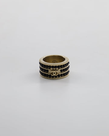 Pearl Street Bags Chanel A/16 Black CC 3 Tiered Beaded Ring