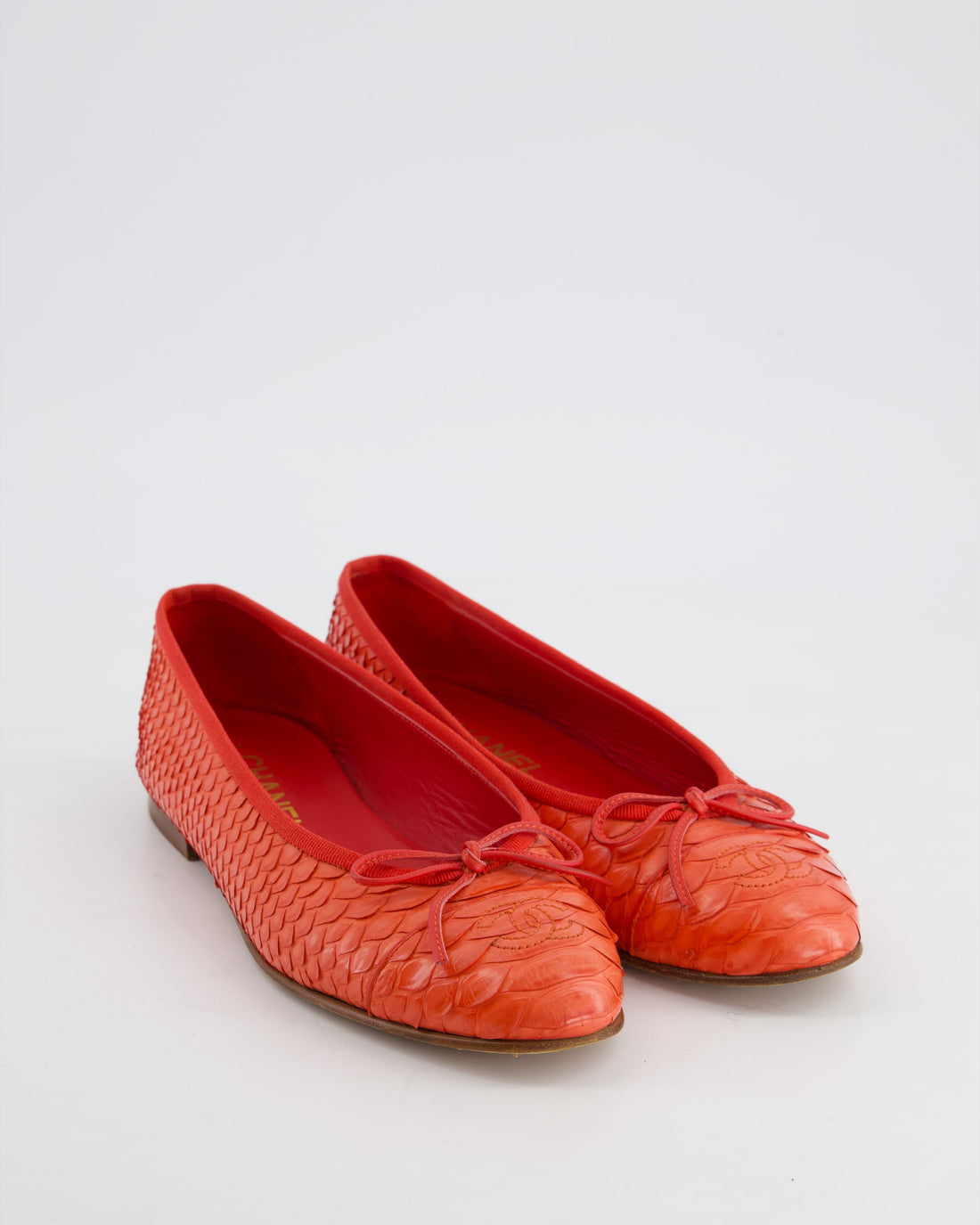 Pearl Street Bags Chanel Coral Python CC Ballet Pumps Size EU 38 C