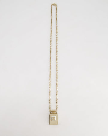 Pearl Street Bags Chanel Champagne Gold Perfume Bottle Pendant Necklace with Pearl CC Logo