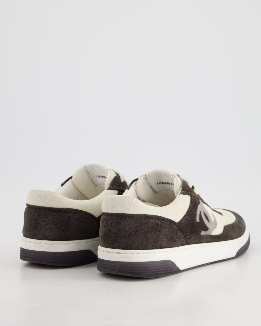 Pearl Street Bags Chanel Black, White Suede with Grey CC Logo Trainers EU 41