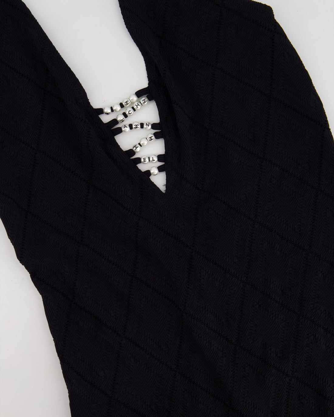 Pearl Street Bags Chanel Black Geometric Cut-Out Onepiece Swimsuit with Pearl CC Logo Detail FR 38 (UK 10)