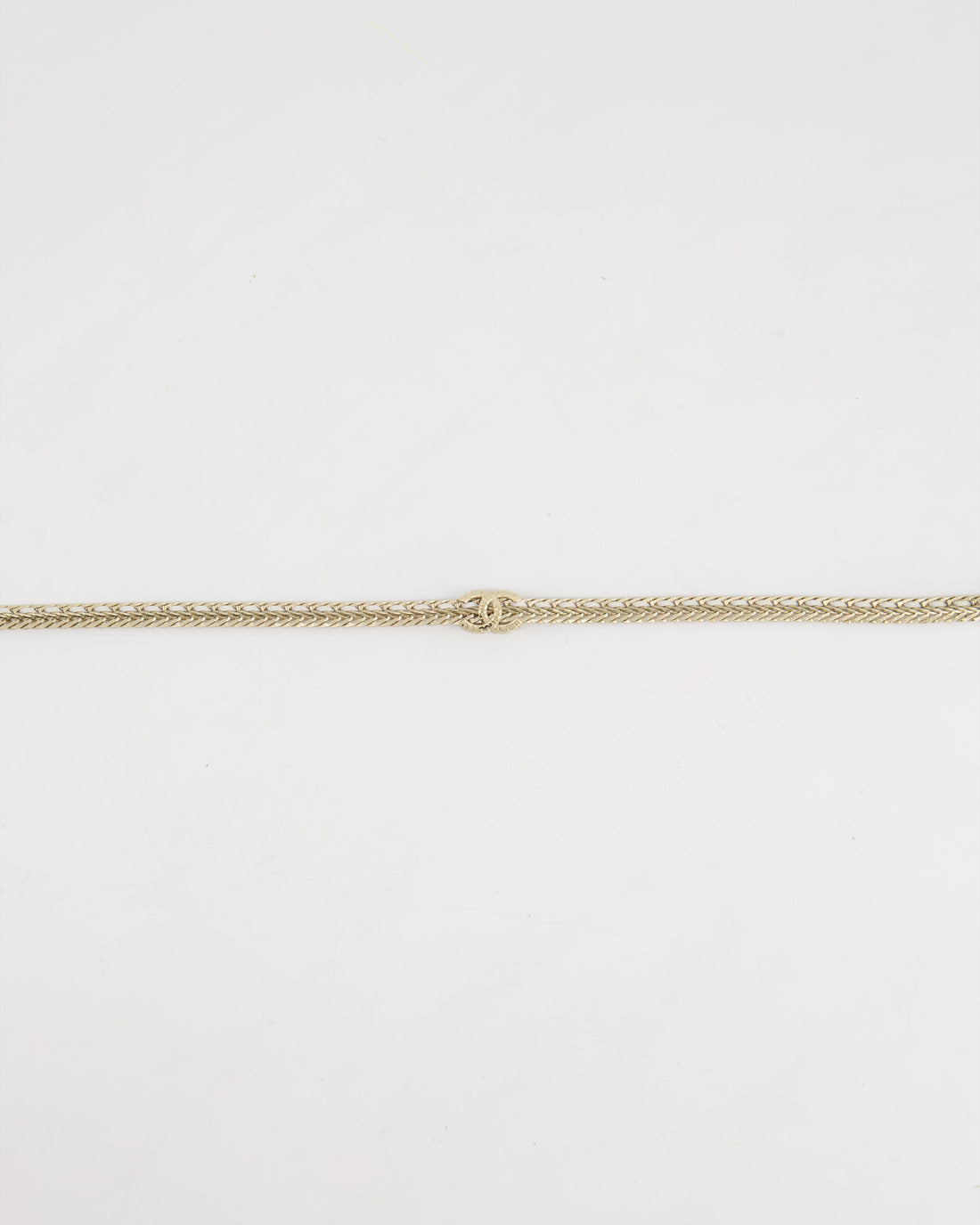 *HOT* Pearl Street Bags Chanel Chain Choker Necklace in Champagne Gold with Crystal CC Logo