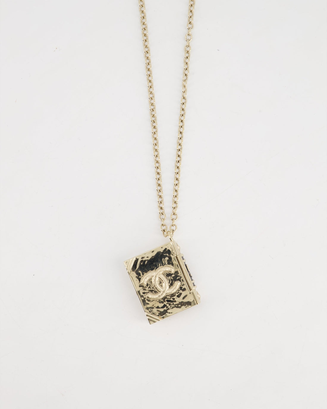 Pearl Street Bags Chanel Champagne Gold, Star Lion and CC Logo Book Pendant Necklace