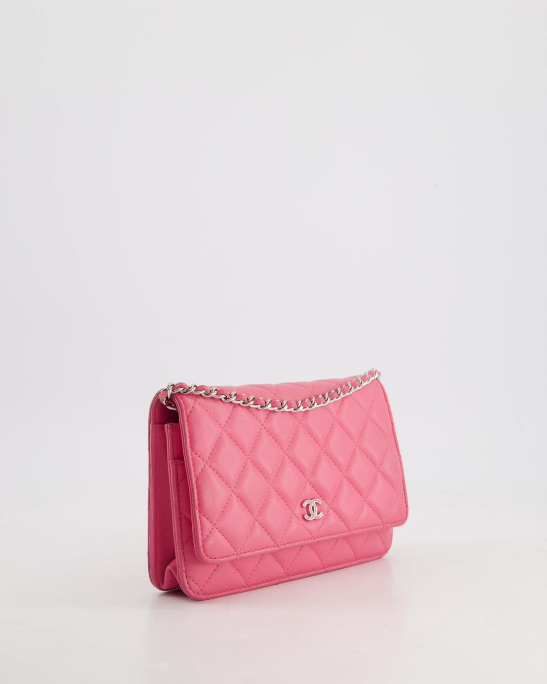 Pearl Street Bags Chanel Hot Pink Lambskin Wallet on Chain Bag with Silver Hardware
