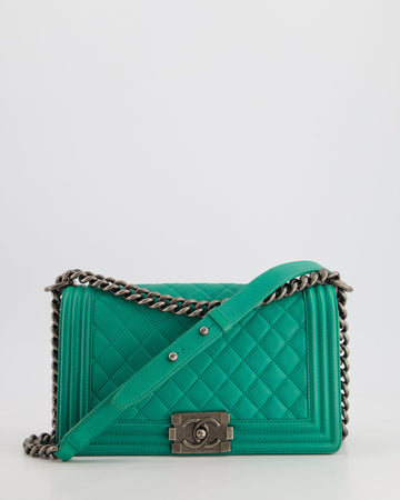 *HOT* Pearl Street Bags Chanel Mint Green Medium Boy Bag in Calfskin Leather with Ruthenium Hardware