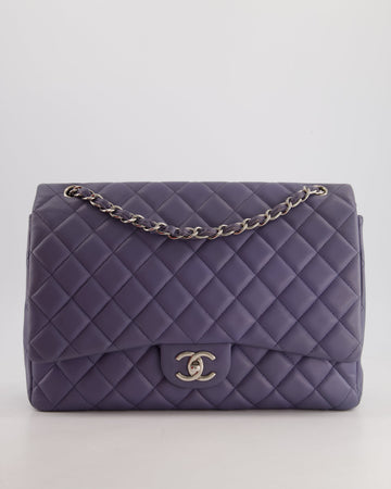 Pearl Street Bags Chanel Lavander Purple Maxi Classic Double Flap Bag in Lambskin Leather with Silver Hardware