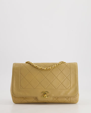 Pearl Street Bags Chanel  Beige Diana Flap Bag in Lambskin Leather with 24K Gold Hardware