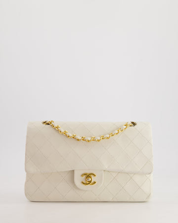 *FIRE PRICE* Pearl Street Bags Chanel  White Medium Classic Double Flap Bag in Lambskin Leather with 24K Gold Hardware