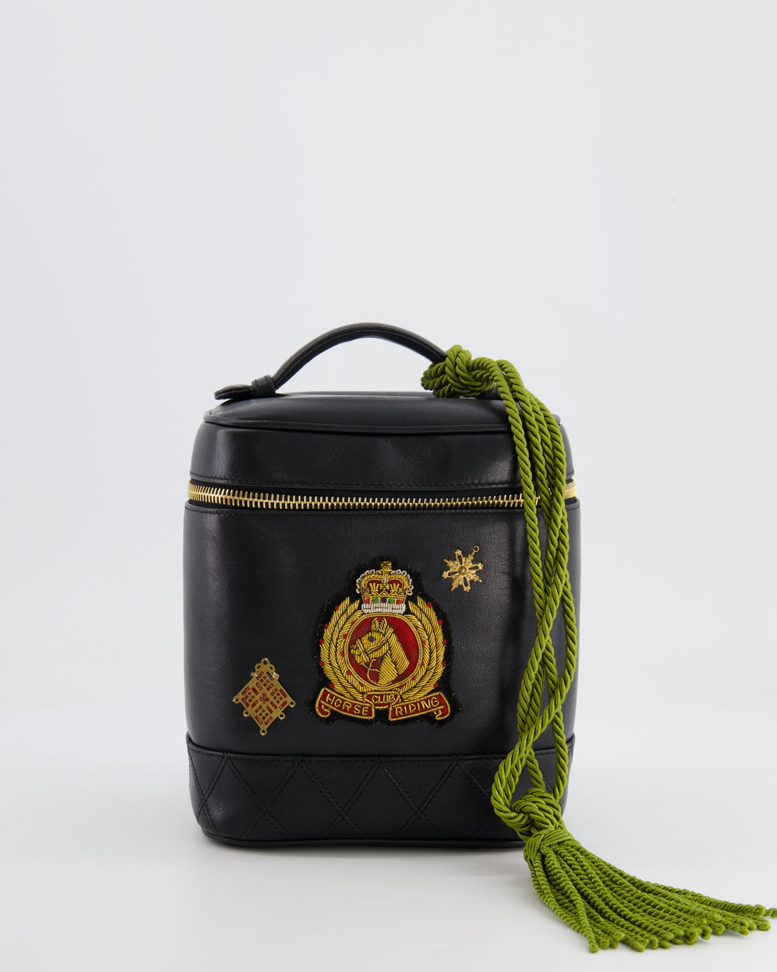 Pearl Street Bags Chanel  Black Lambskin Leather Embroidered Vanity Bag with 24K Gold Hardware