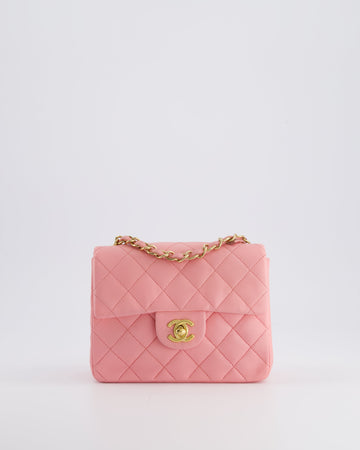 *RARE* Pearl Street Bags Chanel  Bubblegum Pink Mini Square Flap Bag in Lambskin Leather with 24K Gold Hardware