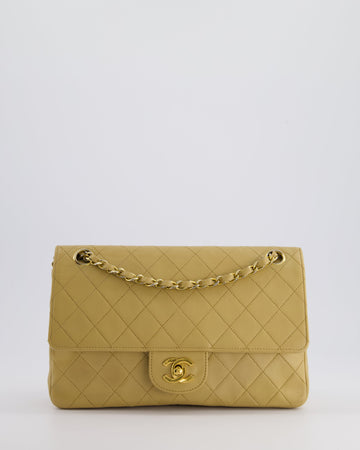 *FIRE PRICE* Pearl Street Bags Chanel  Chai Beige Classic Medium Stitched Edge Double Flap Bag in Lambskin Leather with 24K Gold Hardware