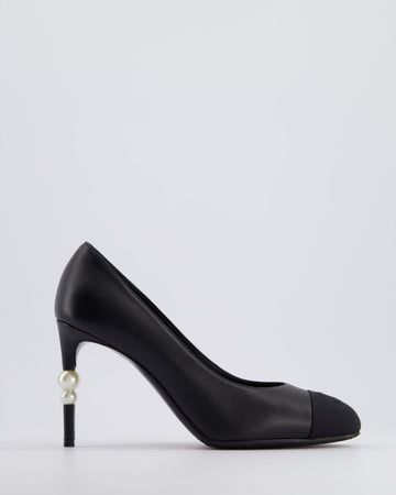 *HOT* Pearl Street Bags Chanel Black Leather Pumps with Pearls & CC Logo Details Size EU 40C