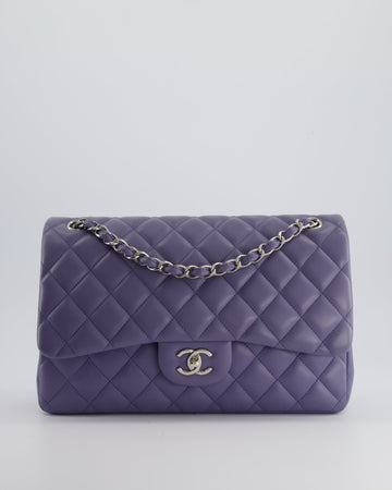 Pearl Street Bags Chanel Lavender Jumbo Double Flap Bag in Lambskin with Silver Hardware