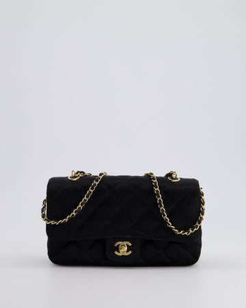 *HOT* Pearl Street Bags Chanel Satin Black Single Mini Flap Bag with Champagne Gold Hardware