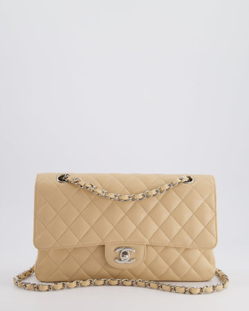Pearl Street Bags Chanel Beige Medium Classic Double Flap in Caviar Leather with Silver Hardware