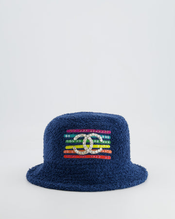 *RARE* Pearl Street Bags Chanel X Pharrell SS19 Capsule Collection Navy Hat with Crystal Embellished CC Logo Size S