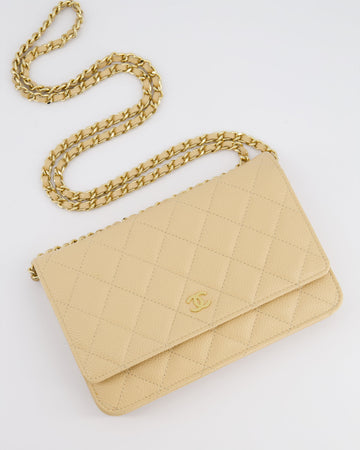 Pearl Street Bags Chanel Beige Wallet on Chain Bag in Caviar Leather with Gold Hardware