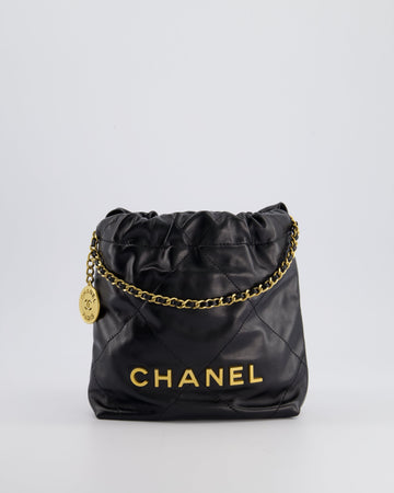 *RARE* Pearl Street Bags Chanel Mini 22 Bag in Black Shiny Calfskin with Gold Hardware