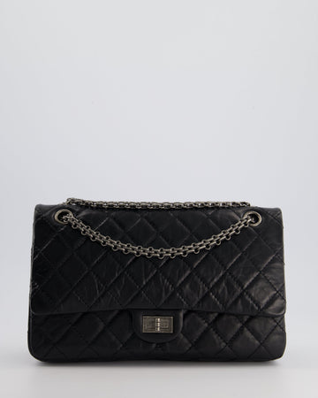 Pearl Street Bags Chanel Black Medium Reissue 2.55 Double Flap Bag in Quilted Crumpled Lambskin with Ruthenium Hardware RRP ¬£8,850