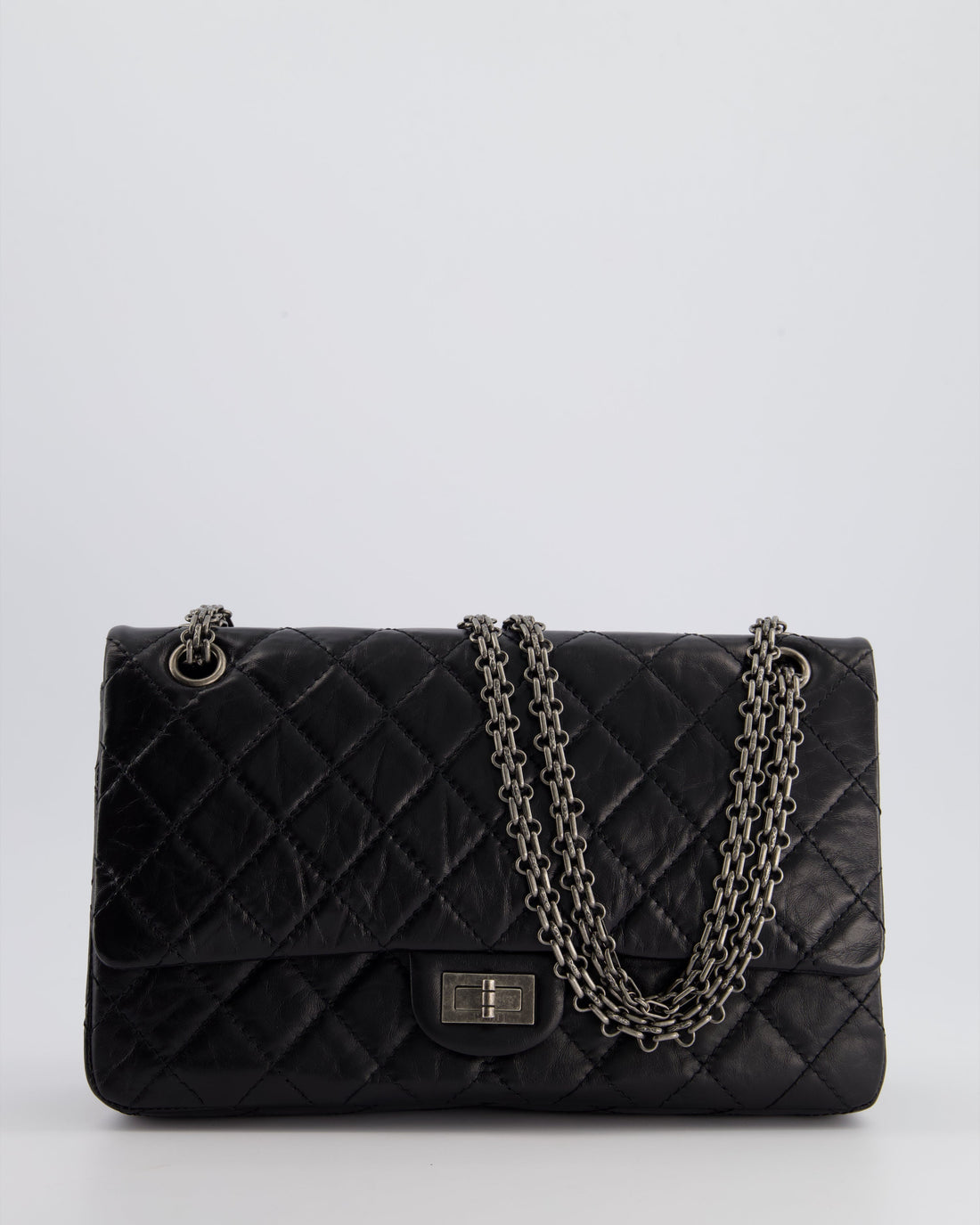 Pearl Street Bags Chanel Black Medium Reissue 2.55 Double Flap Bag in Quilted Crumpled Lambskin with Ruthenium Hardware RRP ¬£8,850