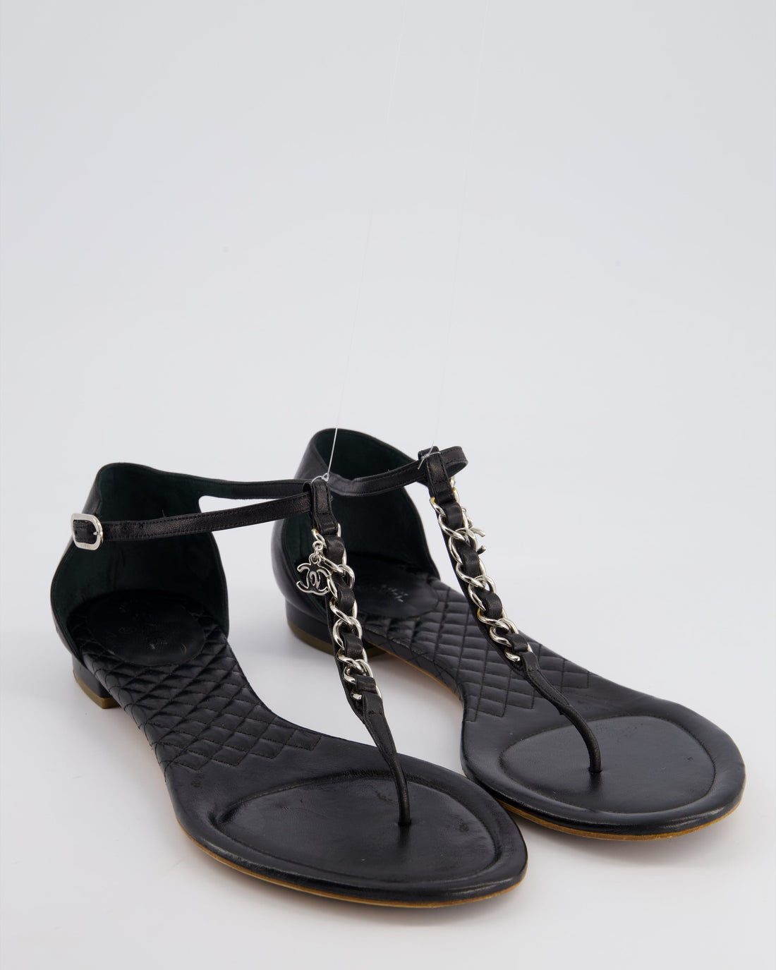Pearl Street Bags Chanel Black Leather Sandal with Chain CC Detail Size EU 40C