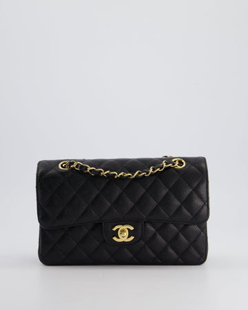 Pearl Street Bags Chanel Black Small Classic Double Flap Bag in Caviar Leather with Gold Hardware