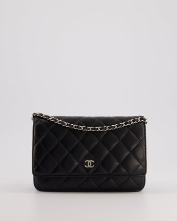Pearl Street Bags Chanel Black Quilted Wallet on Chain Bag In Lambskin Leather with Silver Hardware