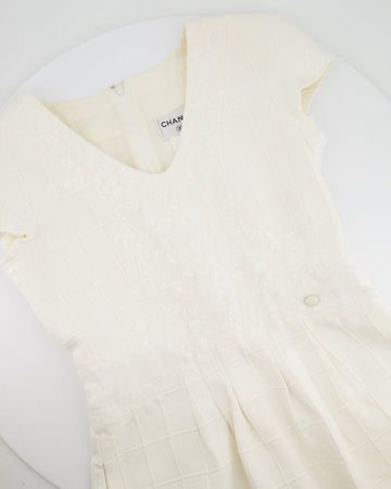 Top Quality Chanel White Mini Dress With Floral Sequin Detail Size FR 42 (UK 14)