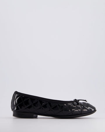 Pearl Street Bags Chanel Black Patent Quilted Ballet Flats with CC Logo Size EU 37C