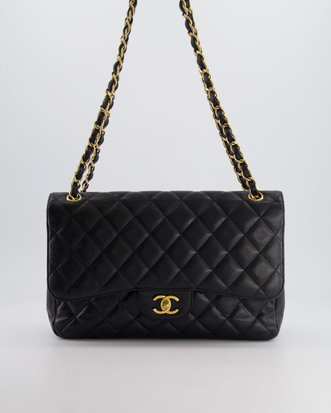 Pearl Street Bags Chanel Black Jumbo Classic Double Flap Bag in Caviar Leather with Gold Hardware RRP ¬£9,540