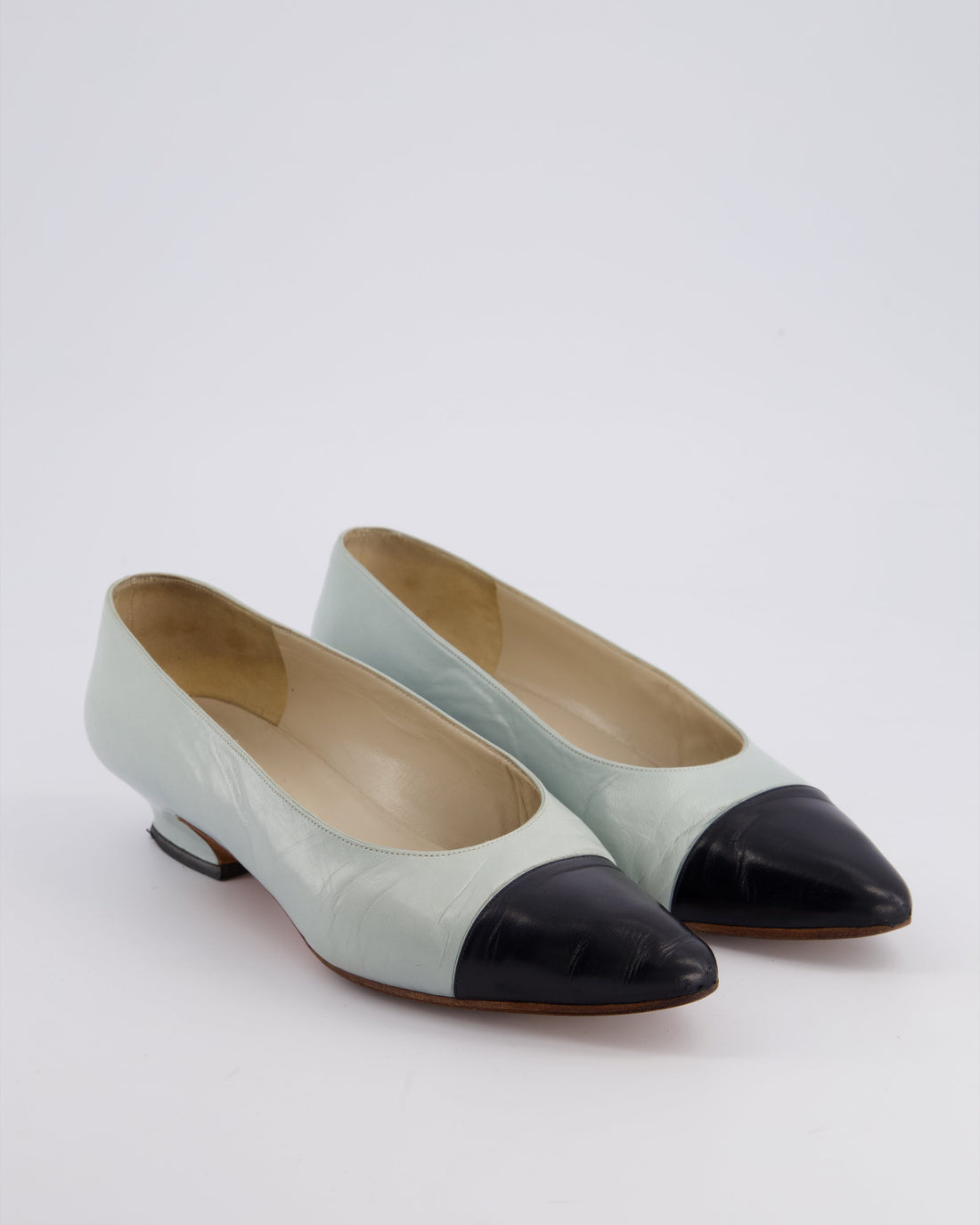 Pearl Street Bags Chanel Baby Blue, Black Leather  Heels Size 37.5